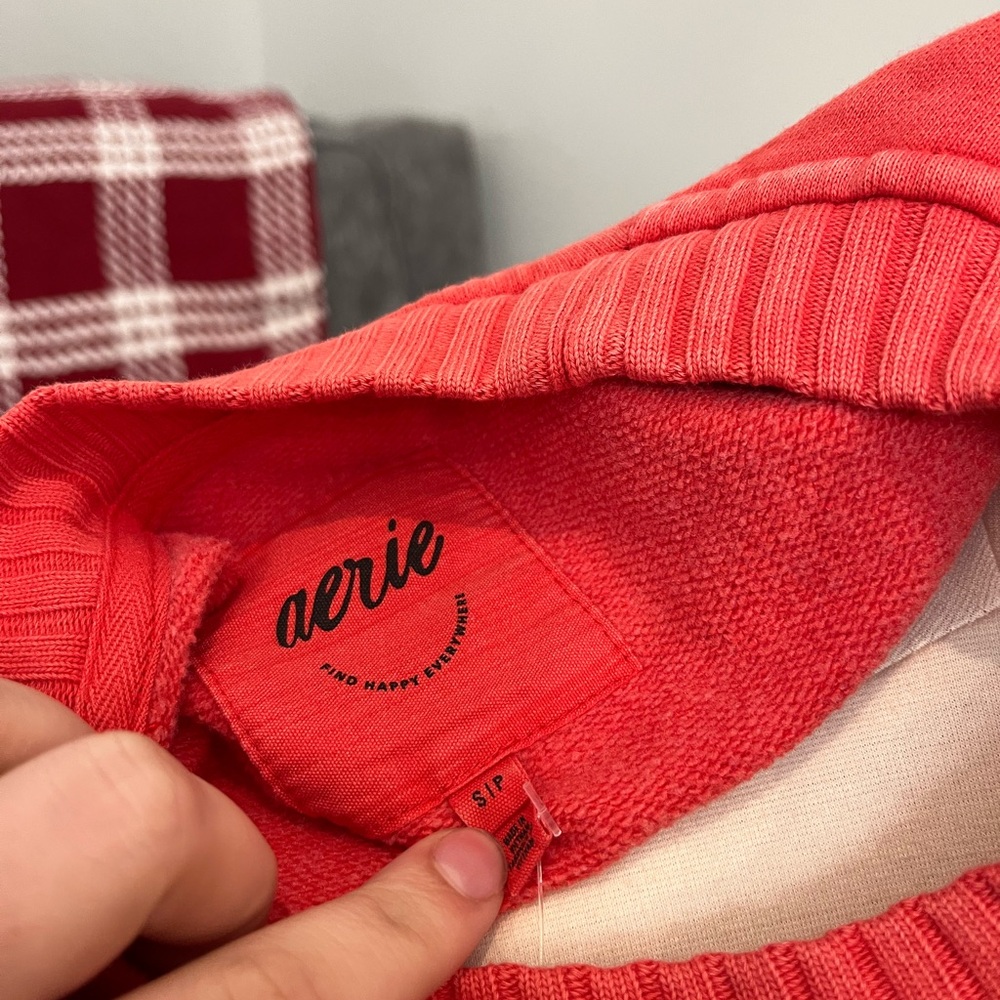Aerie NWTS Coral Red Pink Oversized Mind In The‎ Mountains Loungewear Sweater - Picture 8 of 9